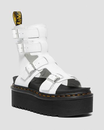 White Women's Dr Martens Giavanna Leather Platform Gladiator Sandals | CA 297WNB